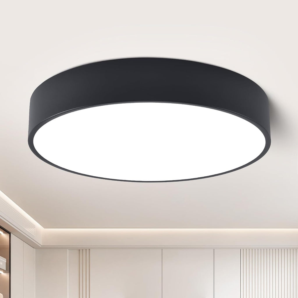 Black Round LED Flush Mount Ceiling Light 5CCT