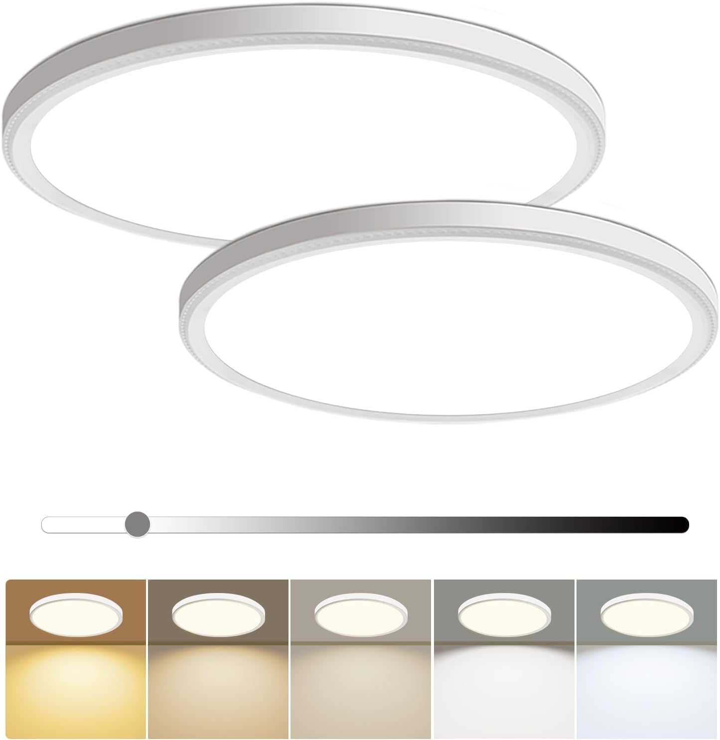 White Round LED Ceiling Light 16 Inch 2 Pack