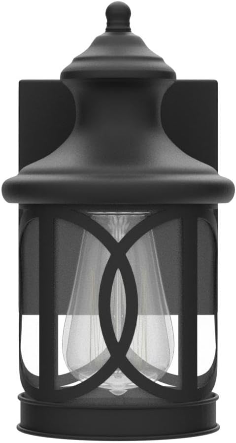 2 Pack Matte Black Outdoor Wall Sconce Clear Glass