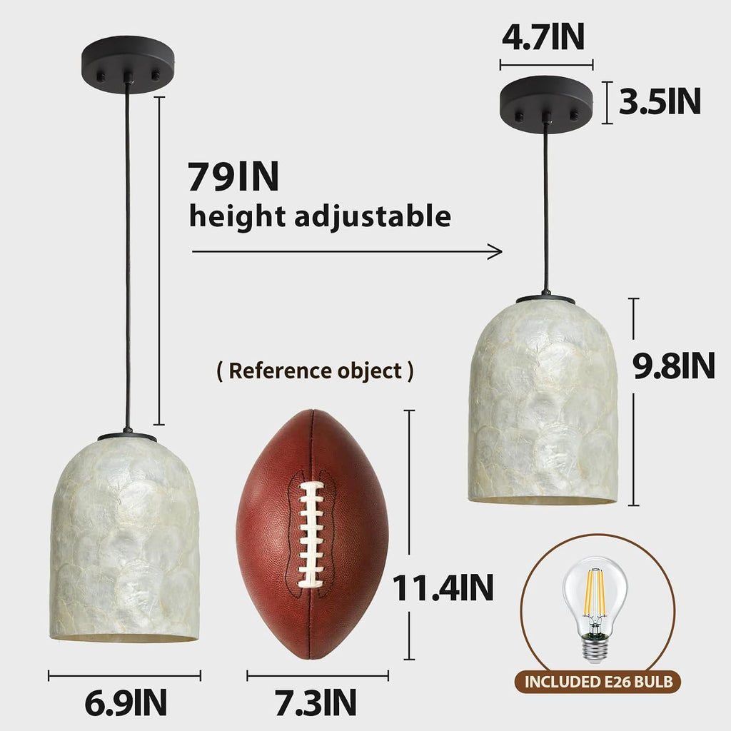 White Capiz Shell Pendant Light Coastal Farmhouse