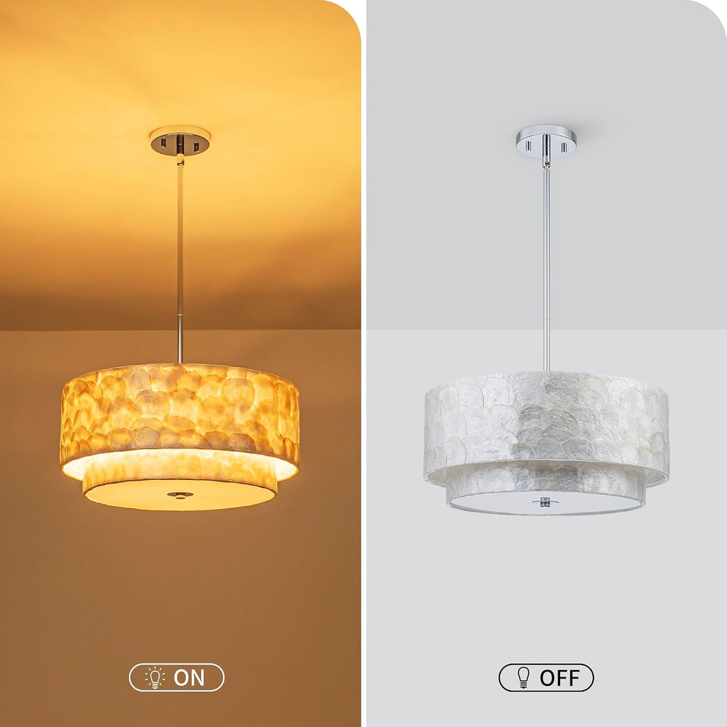 5-Light 2-Tier Capiz Shell Coastal Chandelier