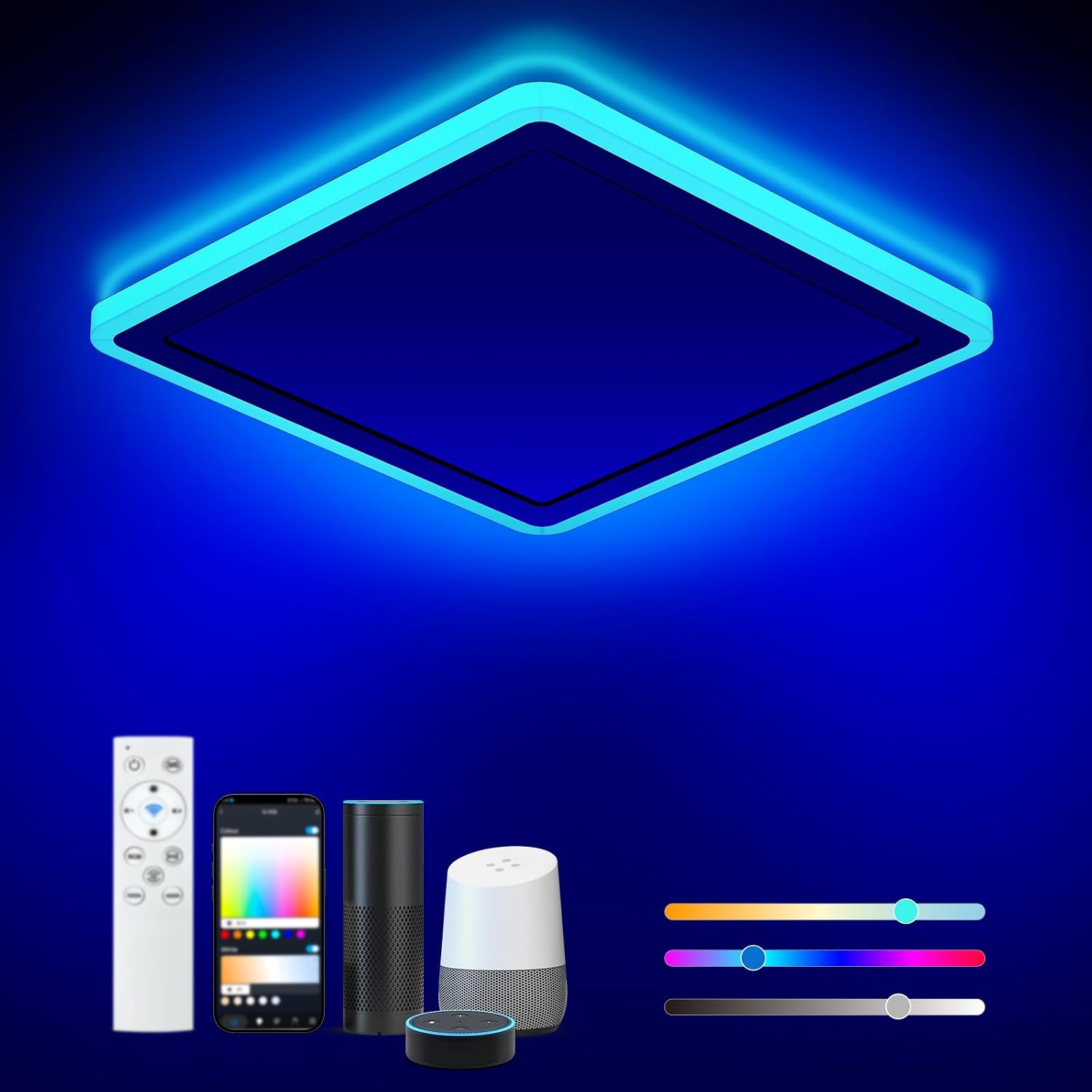 Smart RGB Square White Ceiling Light 13 Inch