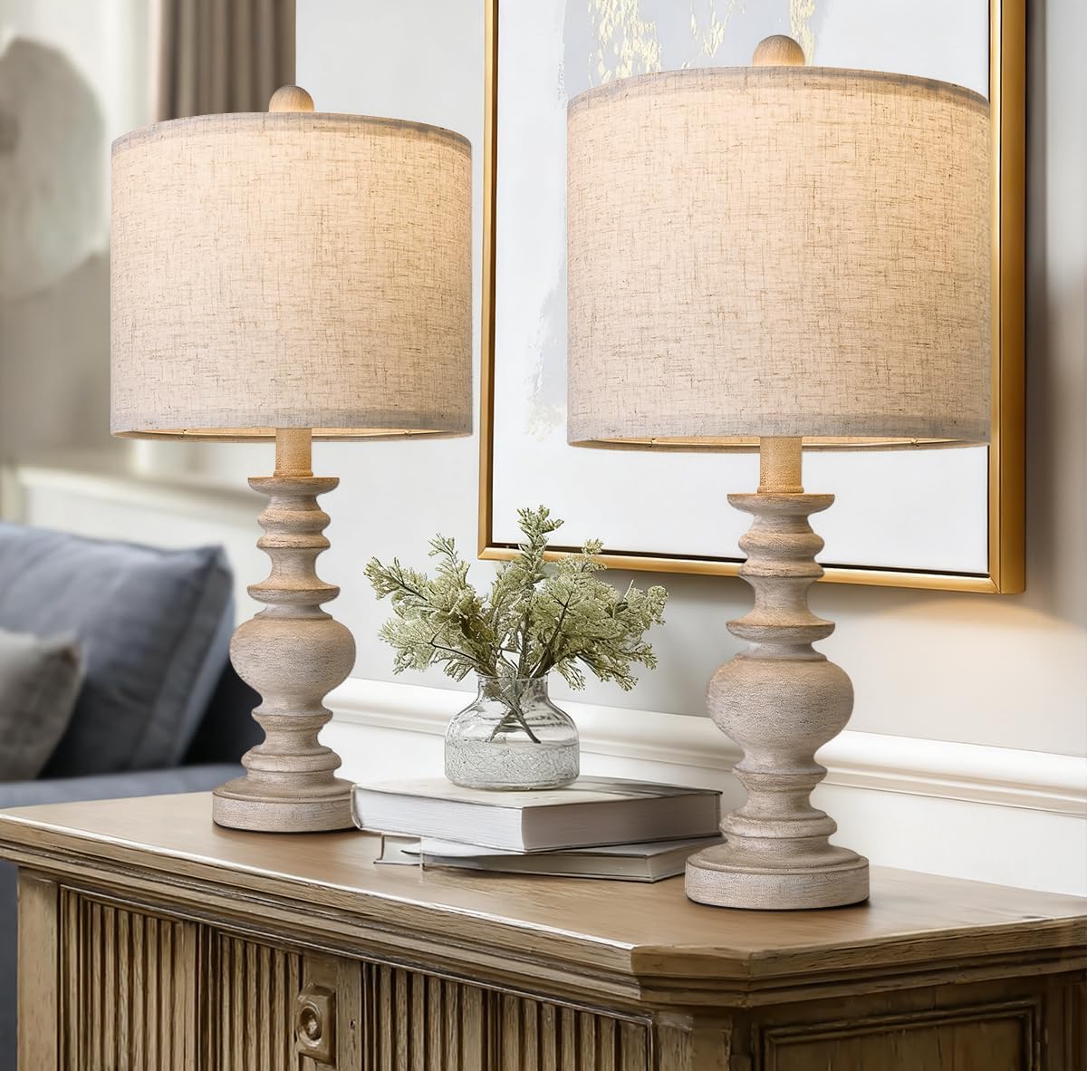 Farmhouse Resin Table Lamps Set of 2
