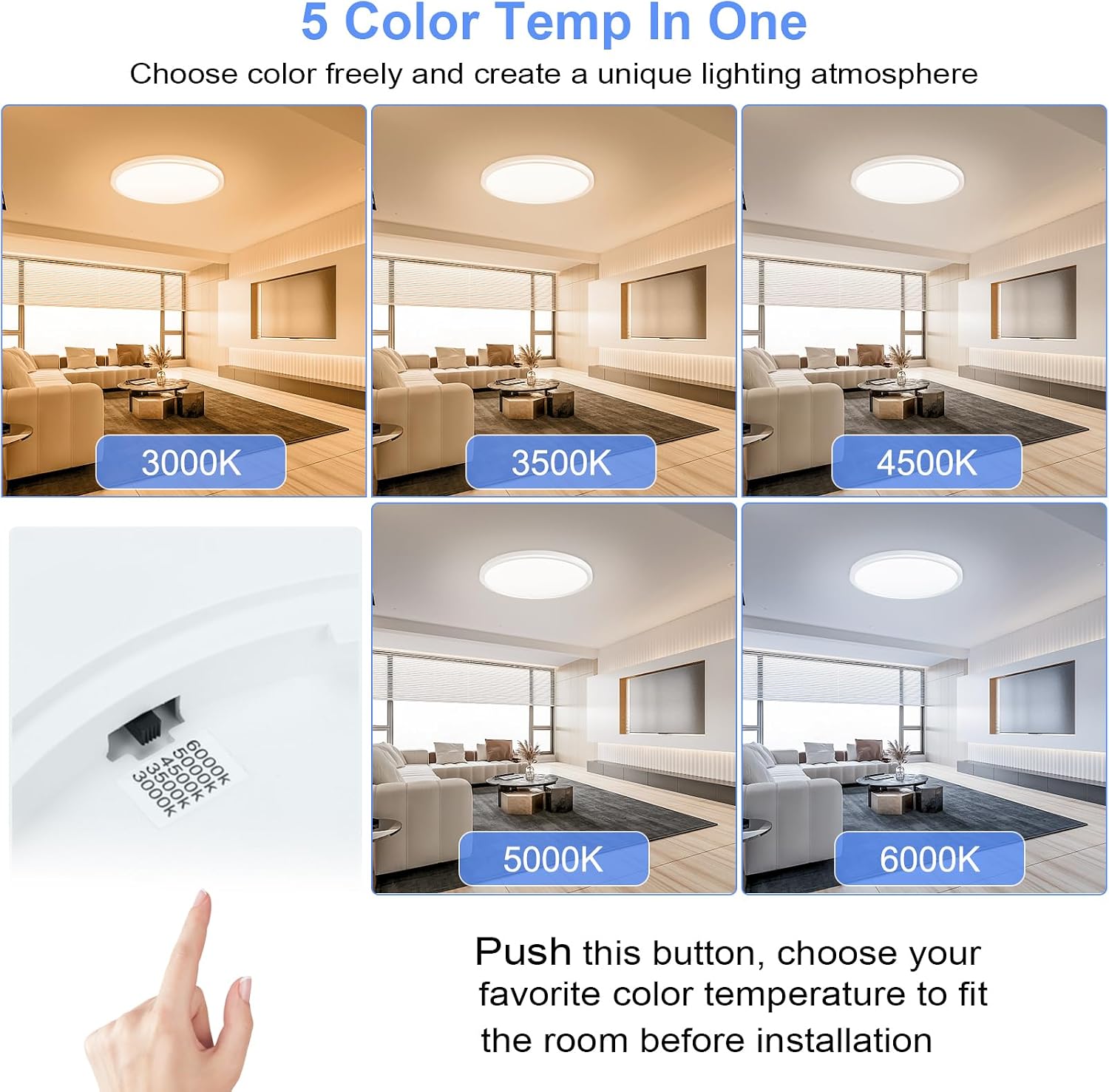 White Round LED Ceiling Light 16 Inch 2 Pack