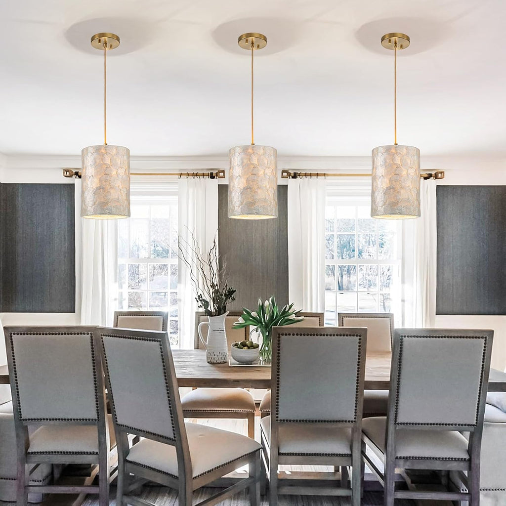 Capiz Shell Coastal Chandelier 7 Inch Gold