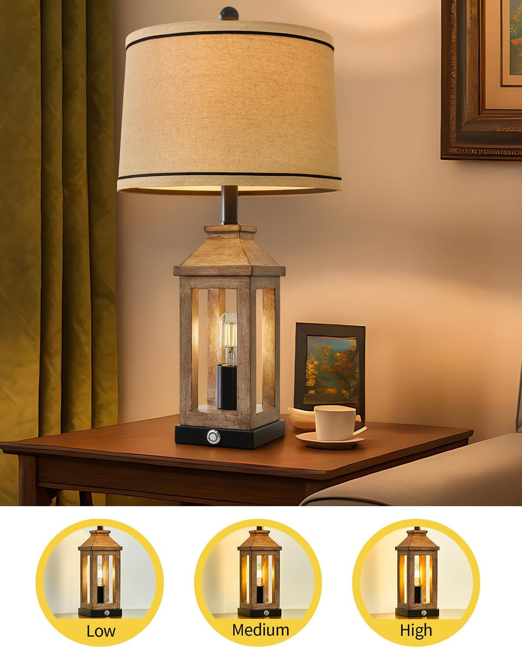 Touch Farmhouse Table Lamp USB Charging