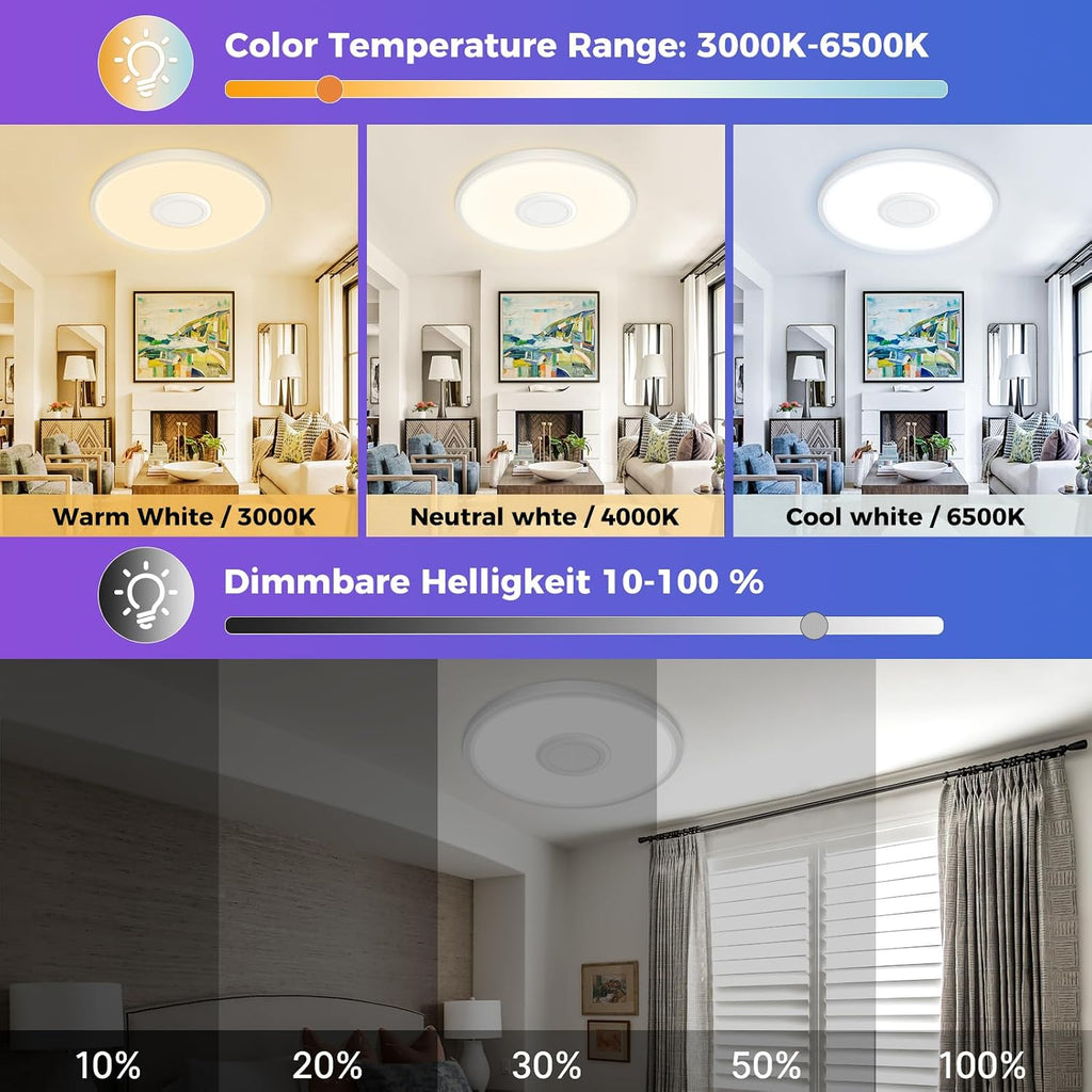 Ceiling Light Bluetooth Speaker 12 Inch