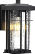 Matte Black Outdoor Wall Lantern Seeded Glass