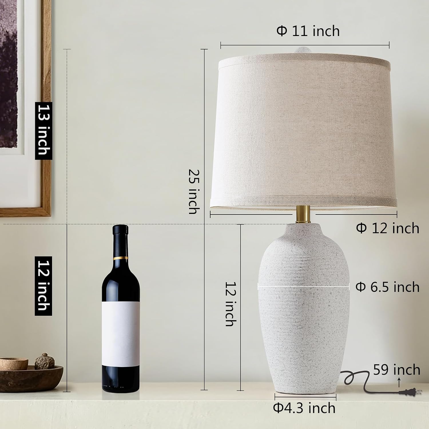 Ceramic Farmhouse Table Lamp 25 Inch
