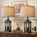 Black Farmhouse Table Lamps Set of 2 USB Ports