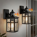 Motion Sensor Matte Black Wall Lantern 2 Pack