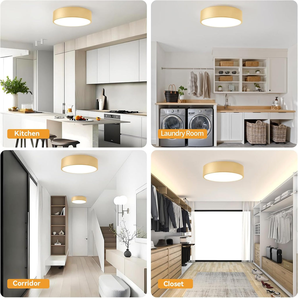 Gold Round LED Flush Mount Ceiling Light 5CCT