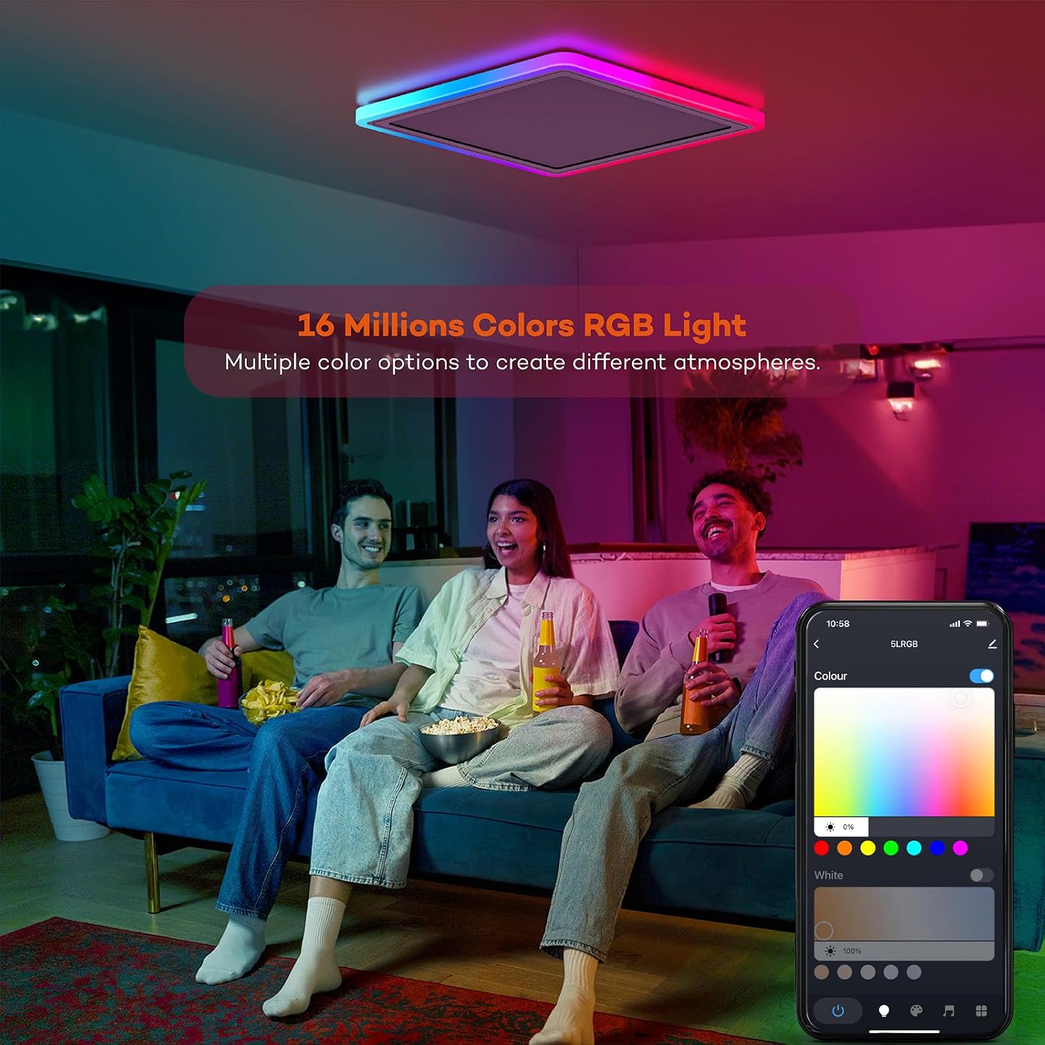 Smart RGB Square White Ceiling Light 13 Inch