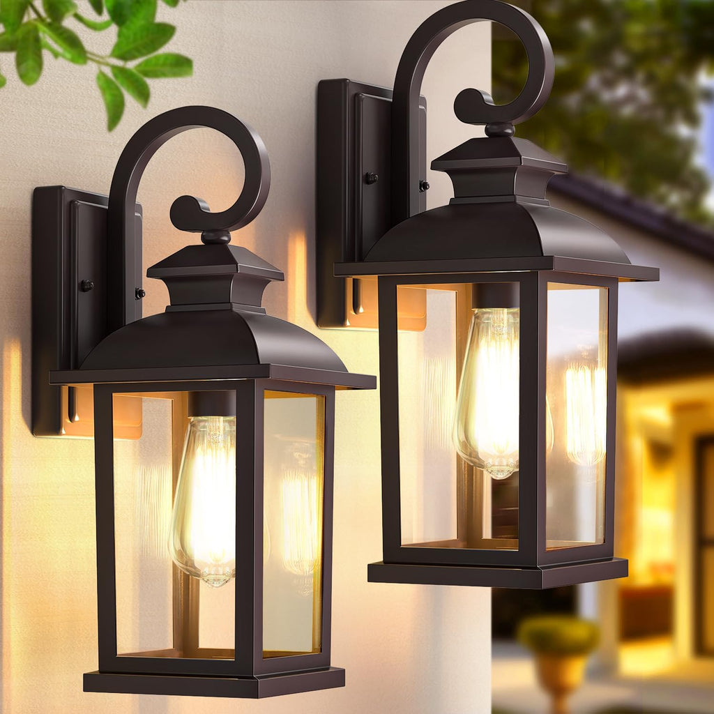 2 Pack Matte Black Outdoor Coach Wall Sconce