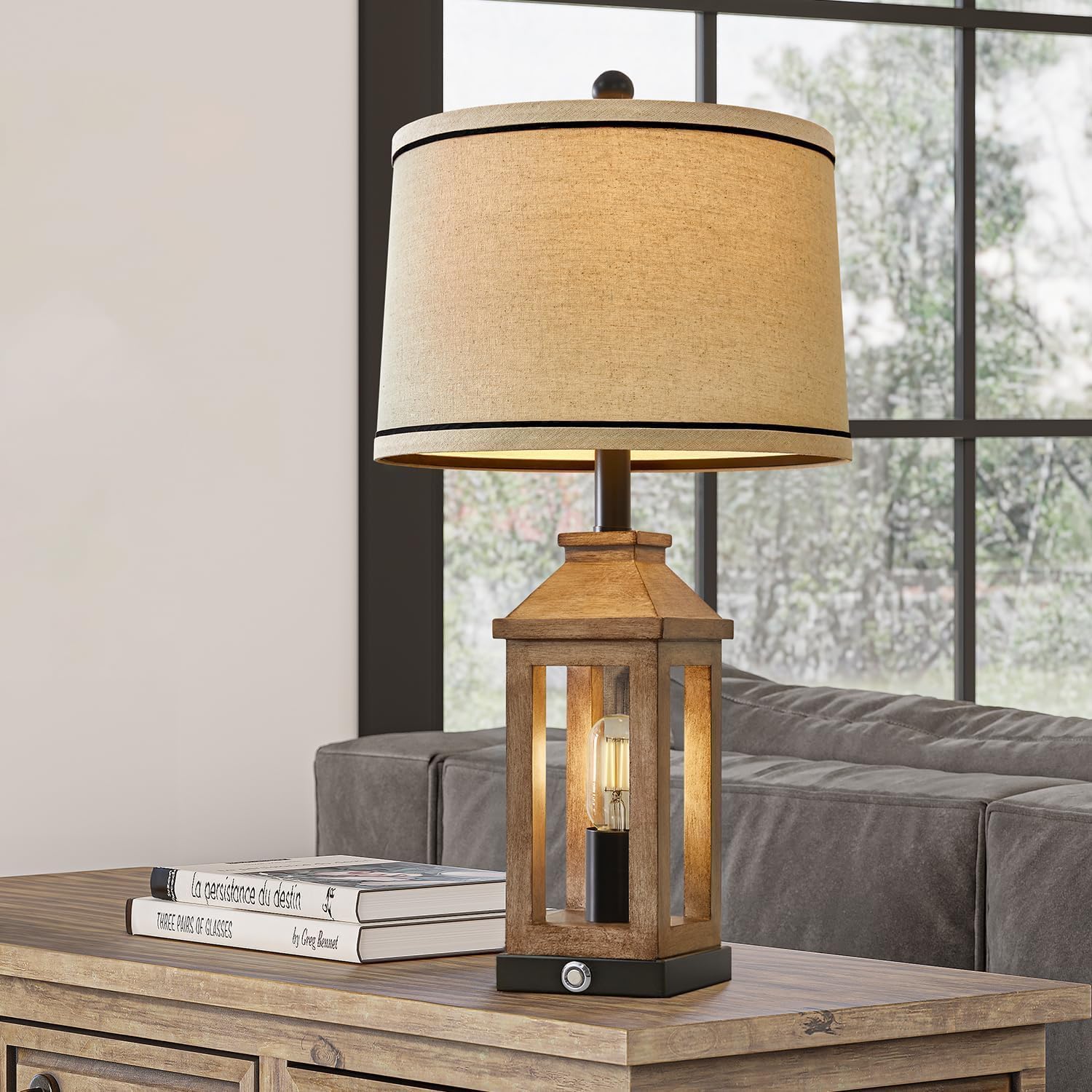 Touch Farmhouse Table Lamp USB Charging