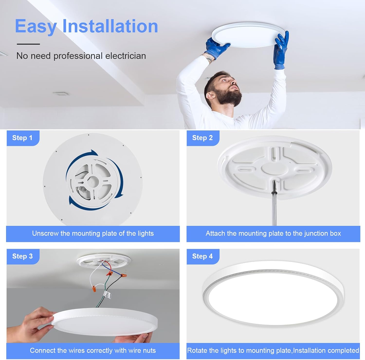 White Round LED Ceiling Light 16 Inch 2 Pack