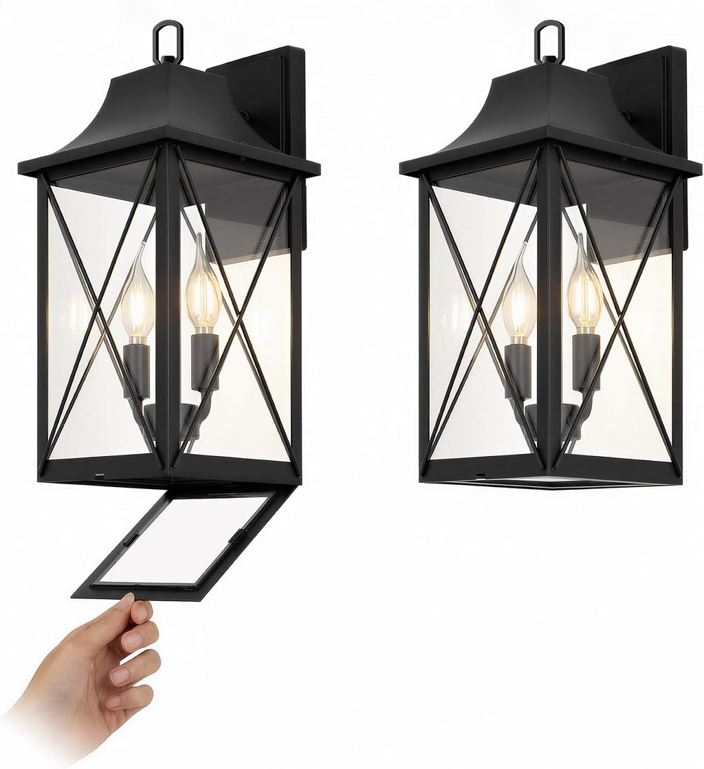 Outdoor Porch Wall Light Matte Black 2 Pack