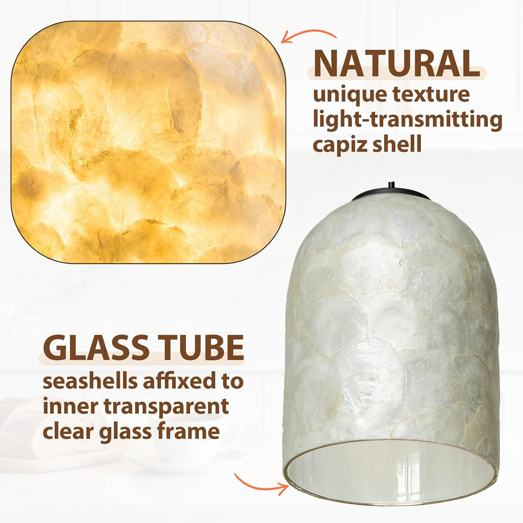 White Capiz Shell Pendant Light Coastal Farmhouse