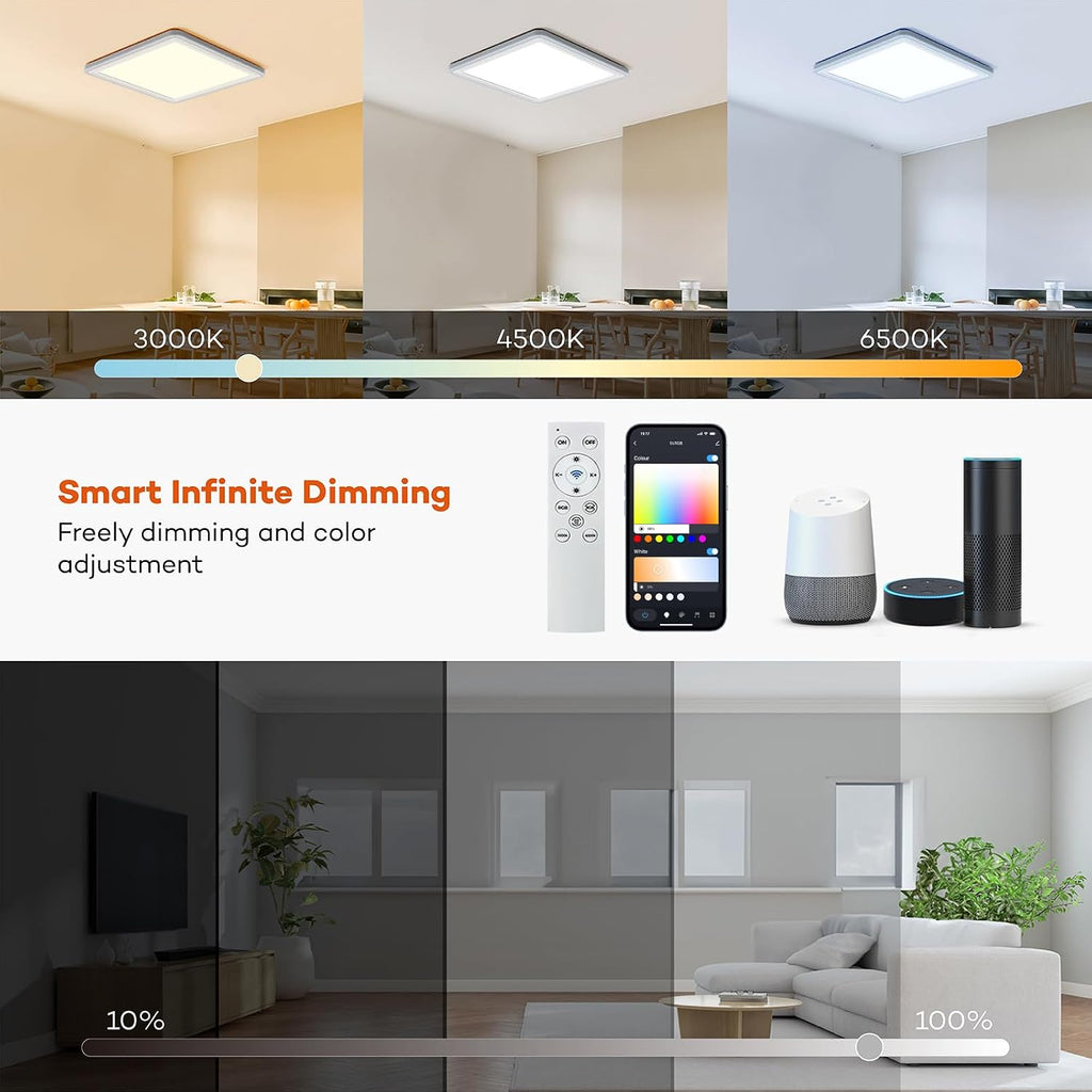 Smart RGB Square White Ceiling Light 13 Inch