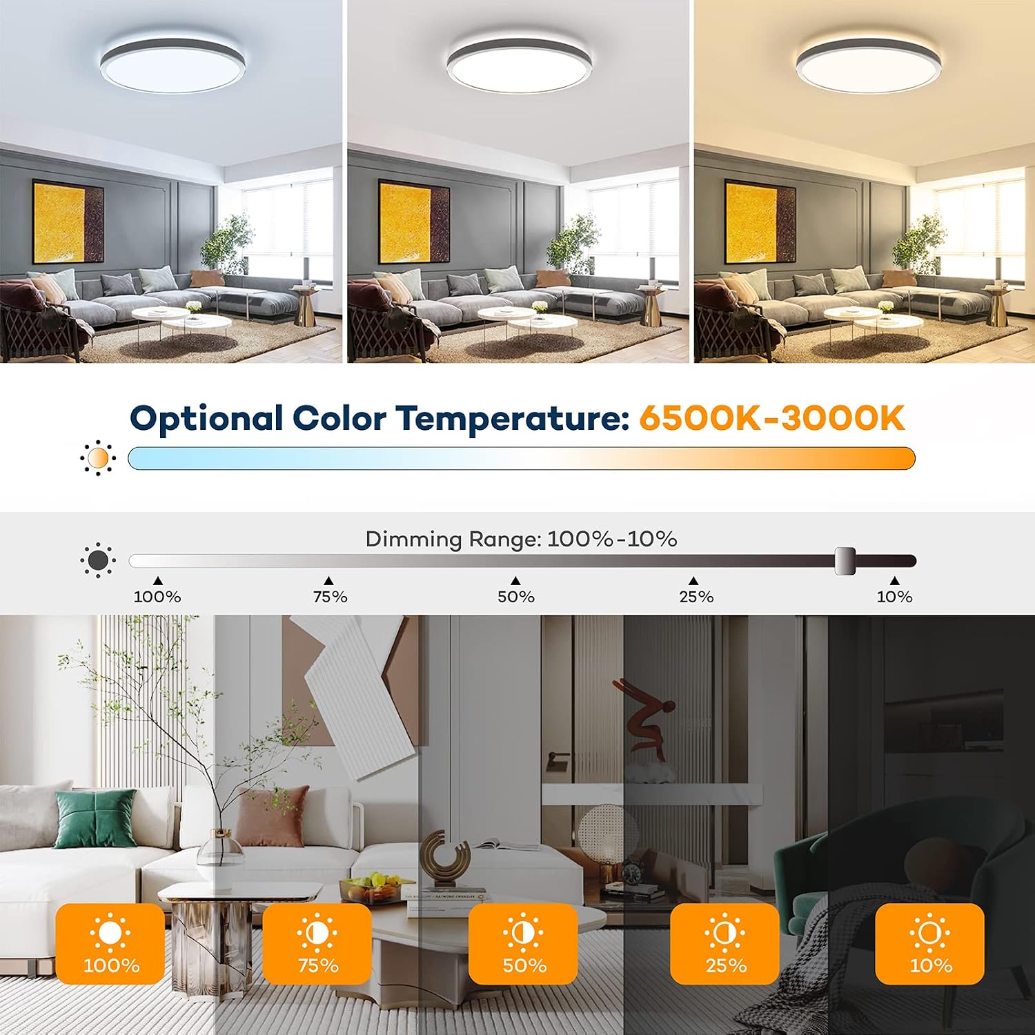 Dimmable LED Ceiling Light 12 Inch