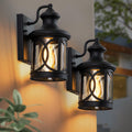 2 Pack Matte Black Outdoor Wall Sconce Clear Glass