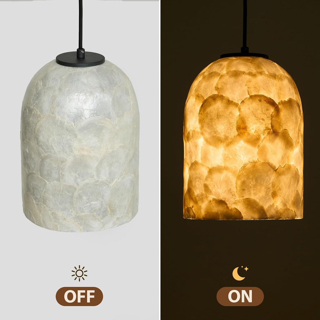 White Capiz Shell Pendant Light Coastal Farmhouse