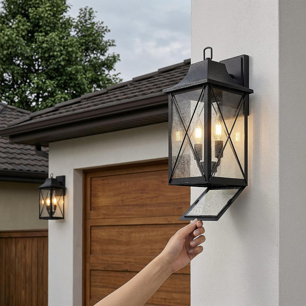 Outdoor Porch Wall Light Matte Black 2 Pack