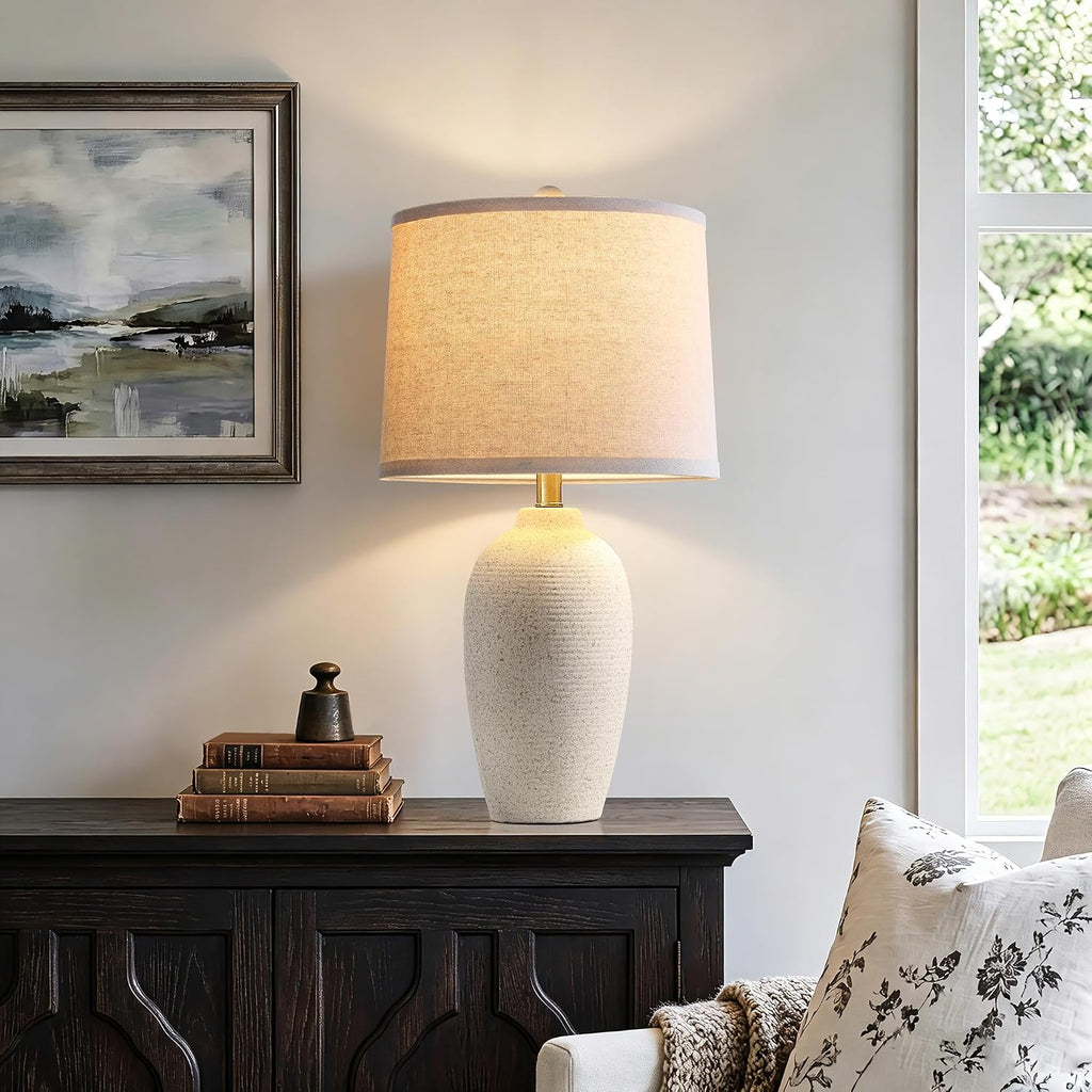 Ceramic Farmhouse Table Lamp 25 Inch