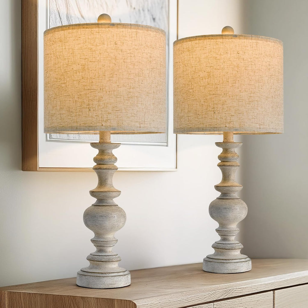 Farmhouse Resin Table Lamps Set of 2