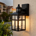 Motion Sensor Matte Black Wall Lantern 12 Inch