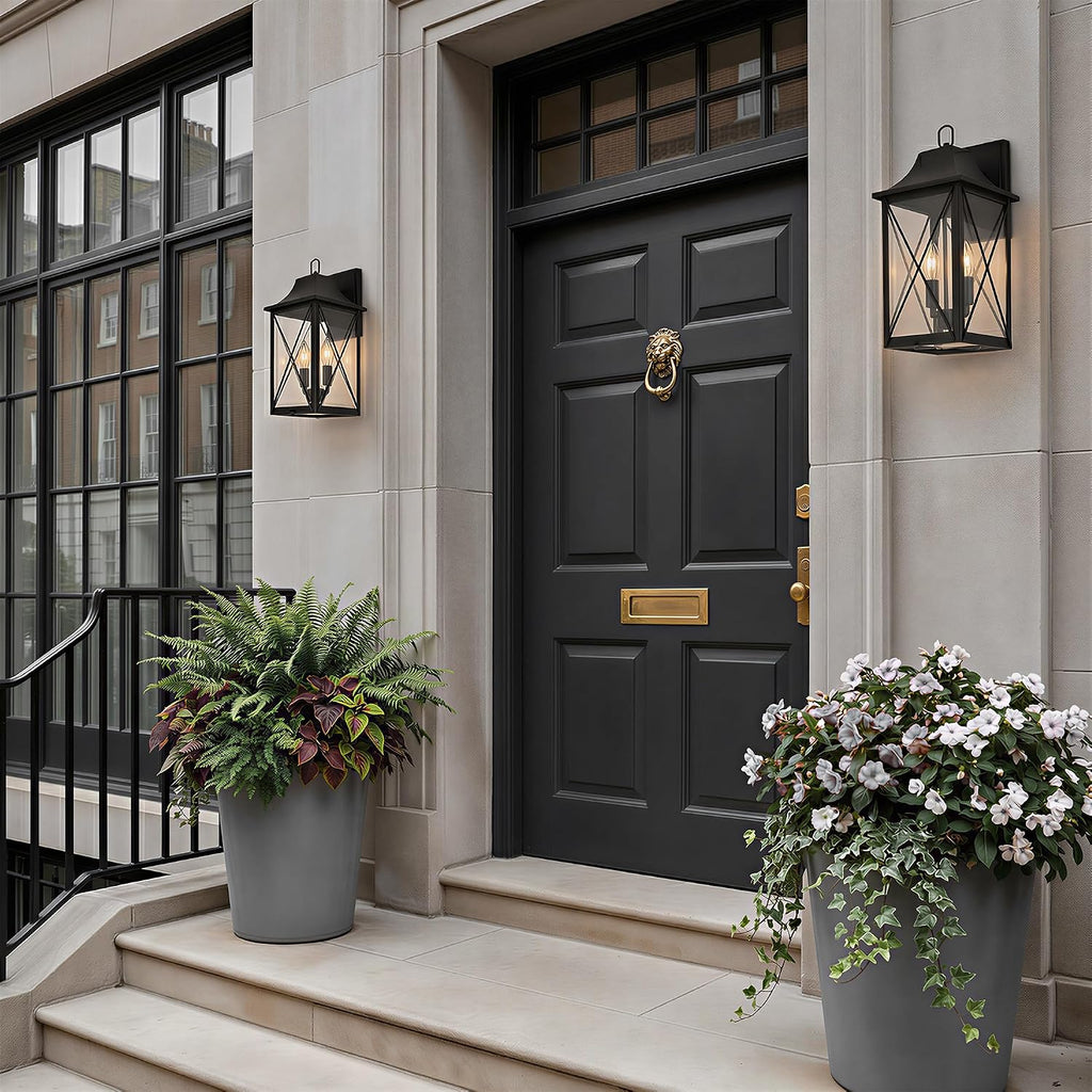 Outdoor Porch Wall Light Matte Black 2 Pack