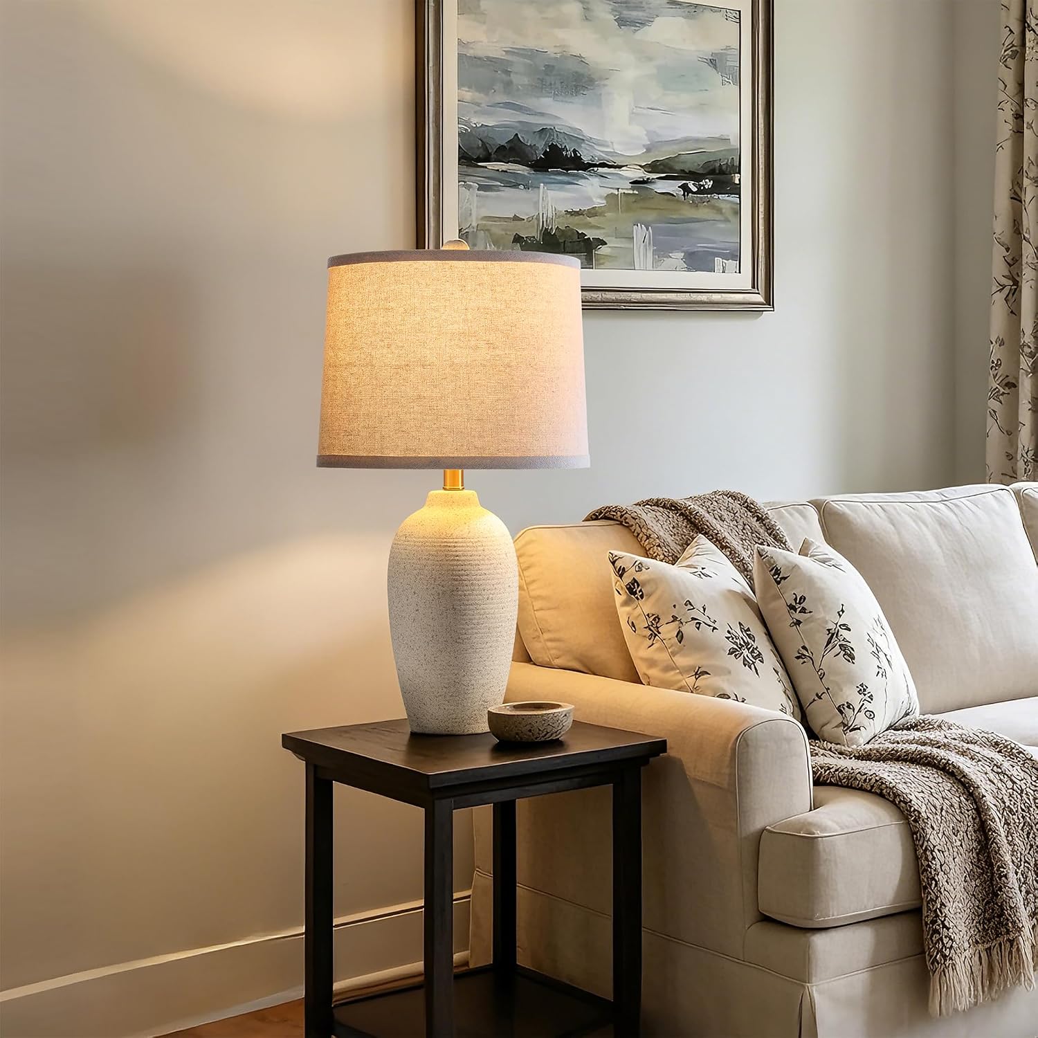 Ceramic Farmhouse Table Lamp 25 Inch