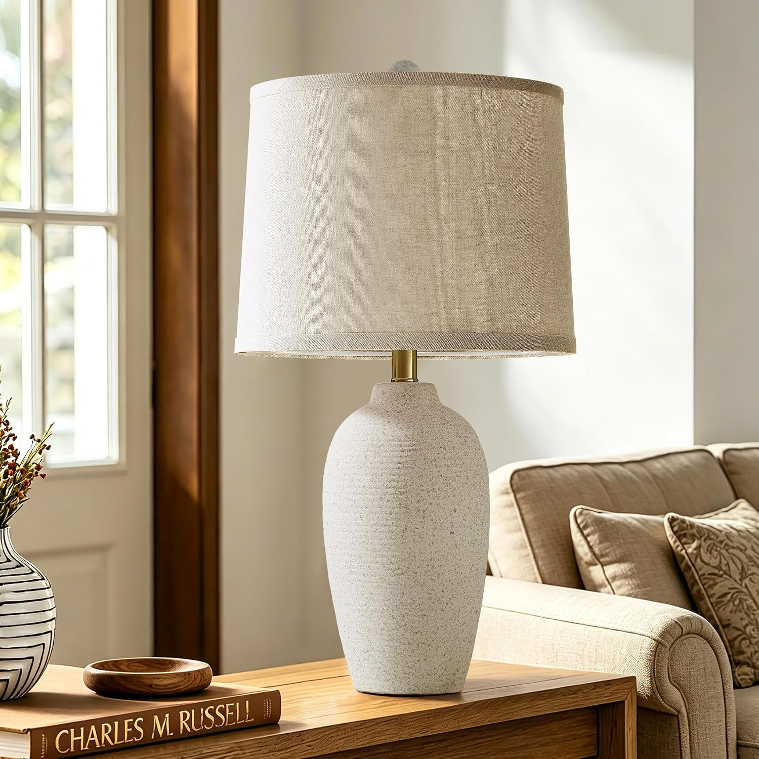 Ceramic Farmhouse Table Lamp 25 Inch