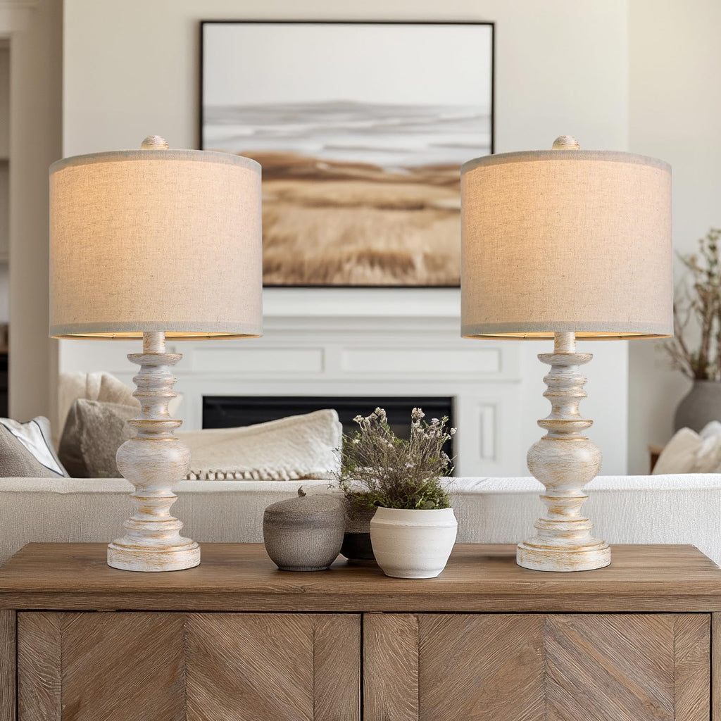 Farmhouse Resin Table Lamps Set of 2