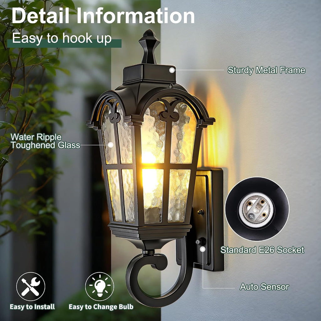 Dusk To Dawn Matte Black Outdoor Wall Lantern