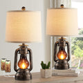 Farmhouse Lantern Table Lamps Set of 2 USB Ports