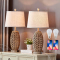 Rattan Touch Table Lamps Set of 2 USB Charging
